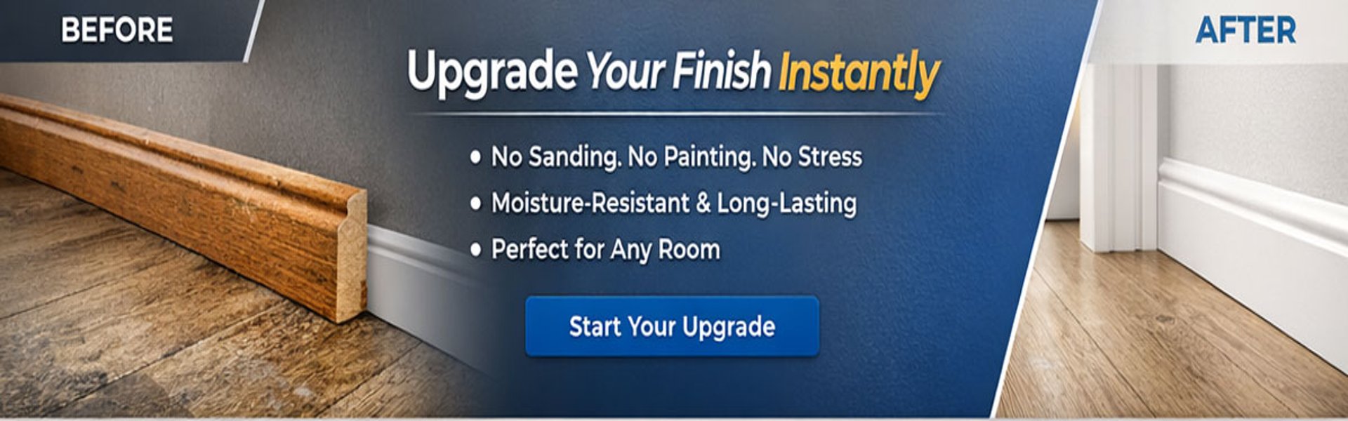 Before and after plastic skirting board banner